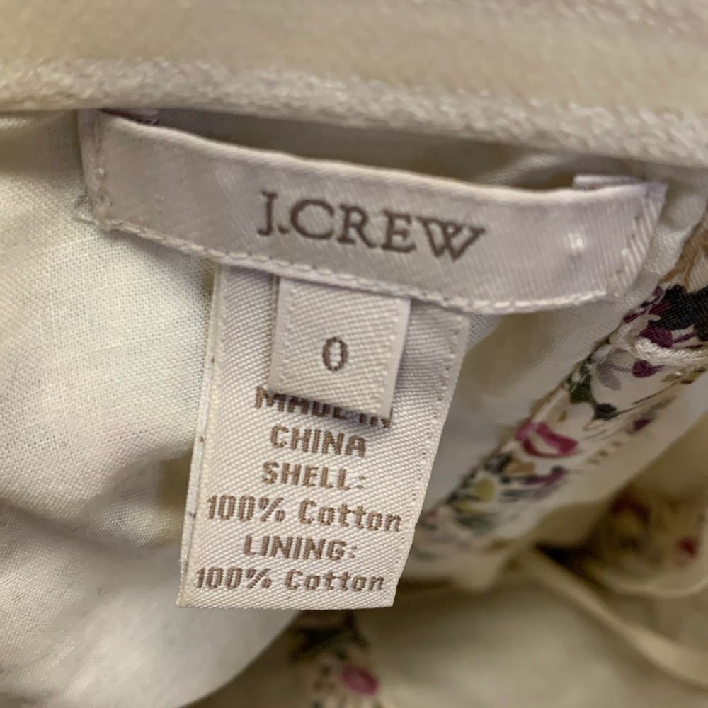 J. Crew Liberty of London Ivory Purple Floral Strapless Tiered Mini Dress Size 0 - Picture 4 of 16